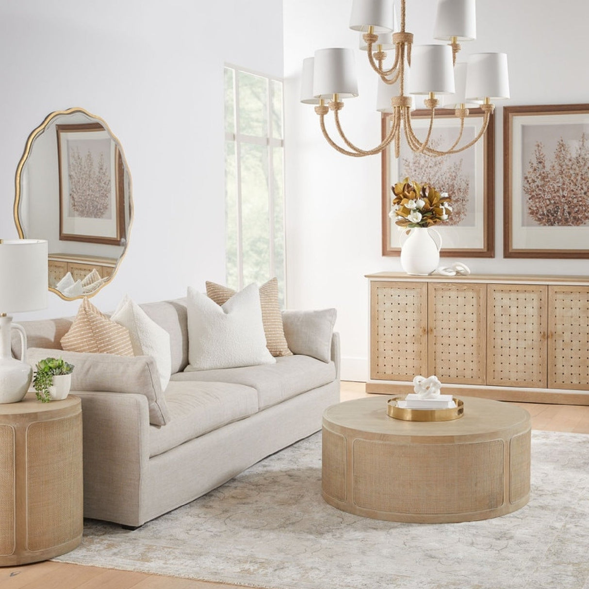 Modern European furniture - Cream Skirted Sofa - www.oroa.com