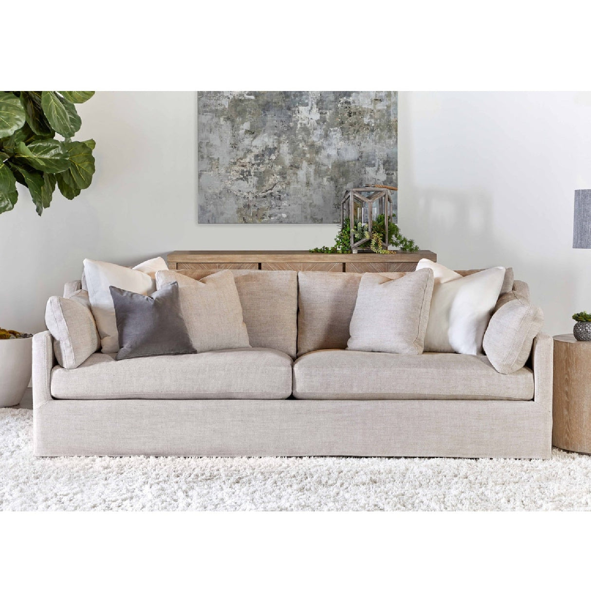 Modern European furniture - Cream Skirted Sofa - www.oroa.com