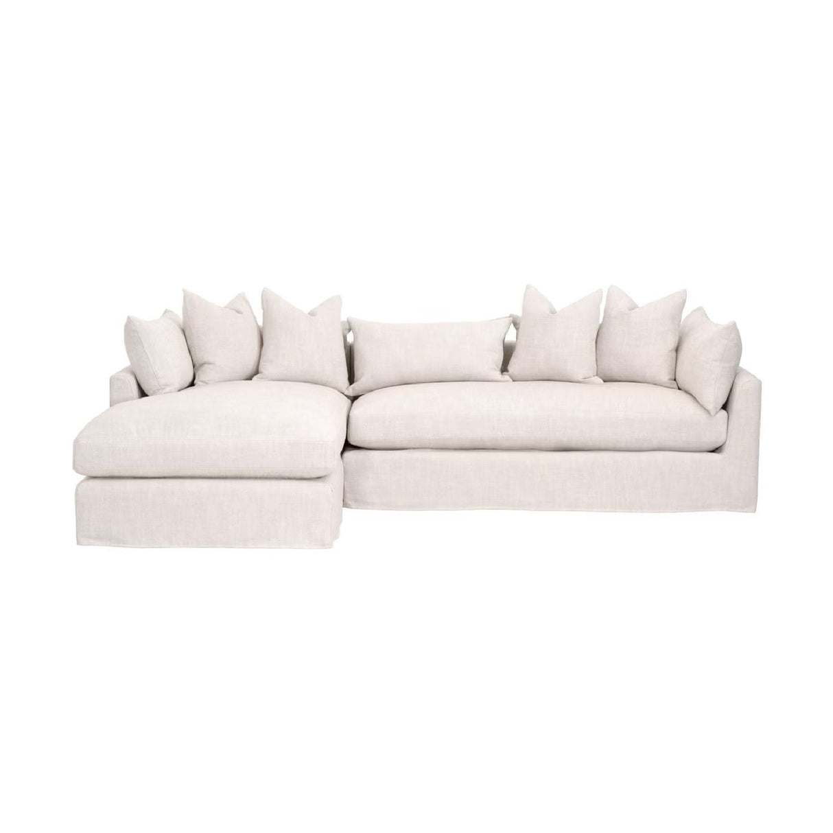 Beige Slipcover Sectional Sofa | Living Essentials Haven – front view