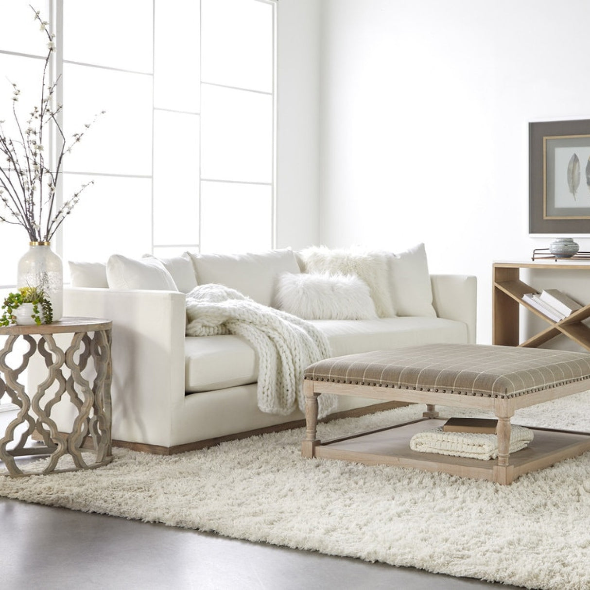 Modern European furniture - White Fabric Sofa - www.oroa.com