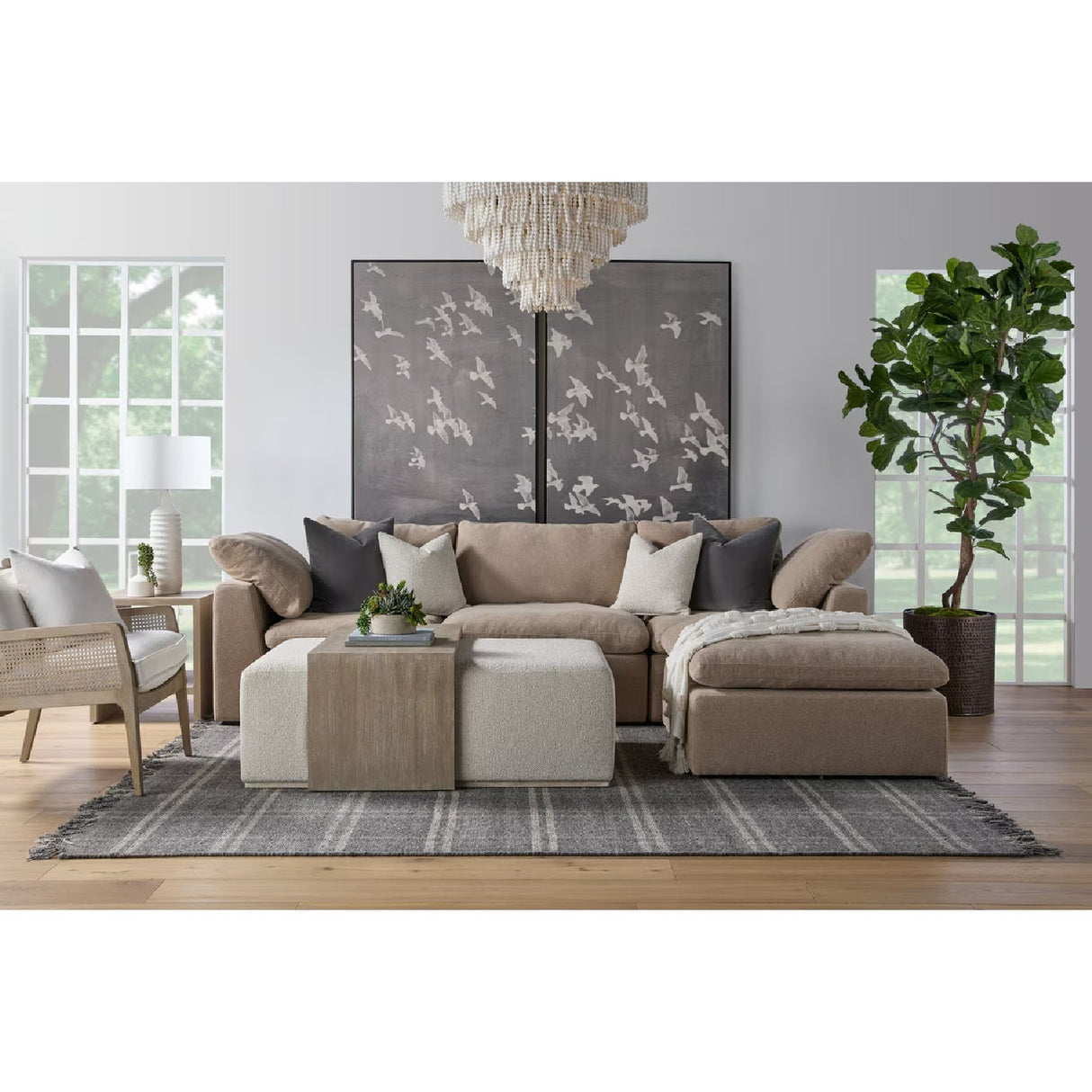 Modern European furniture - Square Cushioned Modular Ottoman - www.oroa.com