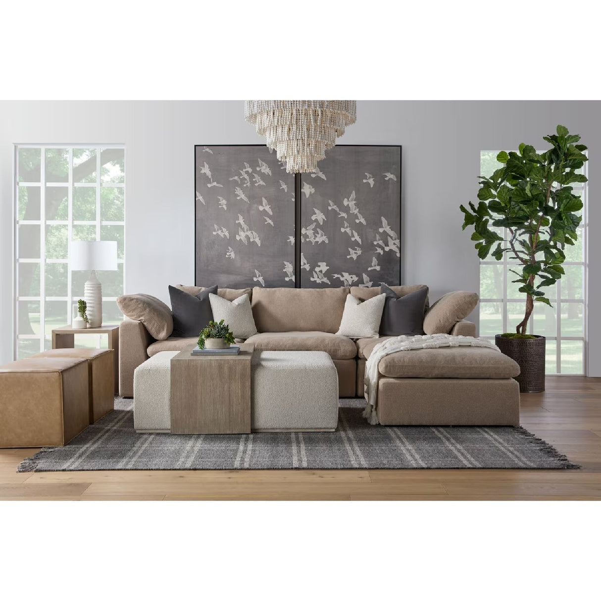 Modern European furniture - Square Cushioned Modular Ottoman - www.oroa.com
