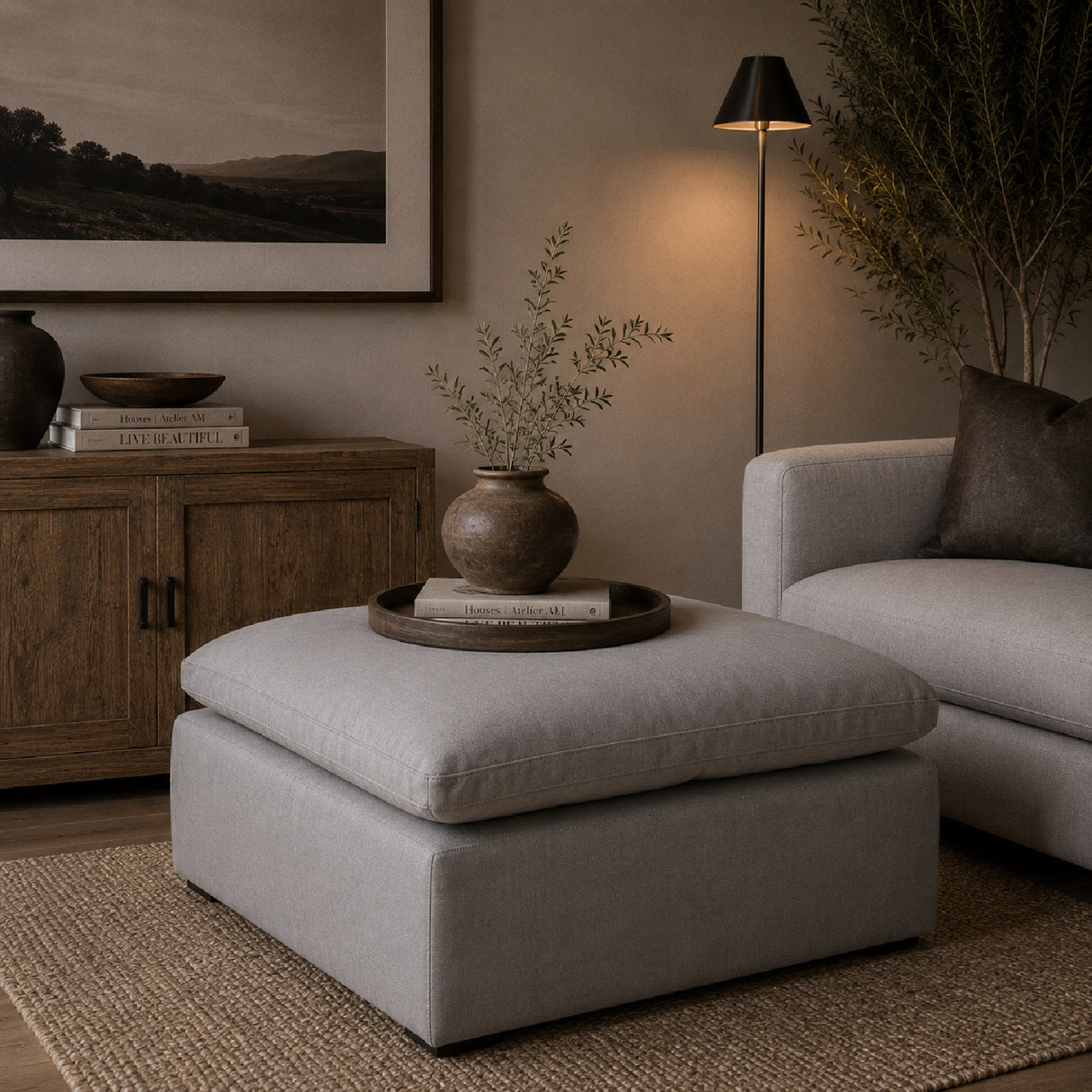 Modern European furniture - Square Cushioned Modular Ottoman - www.oroa.com