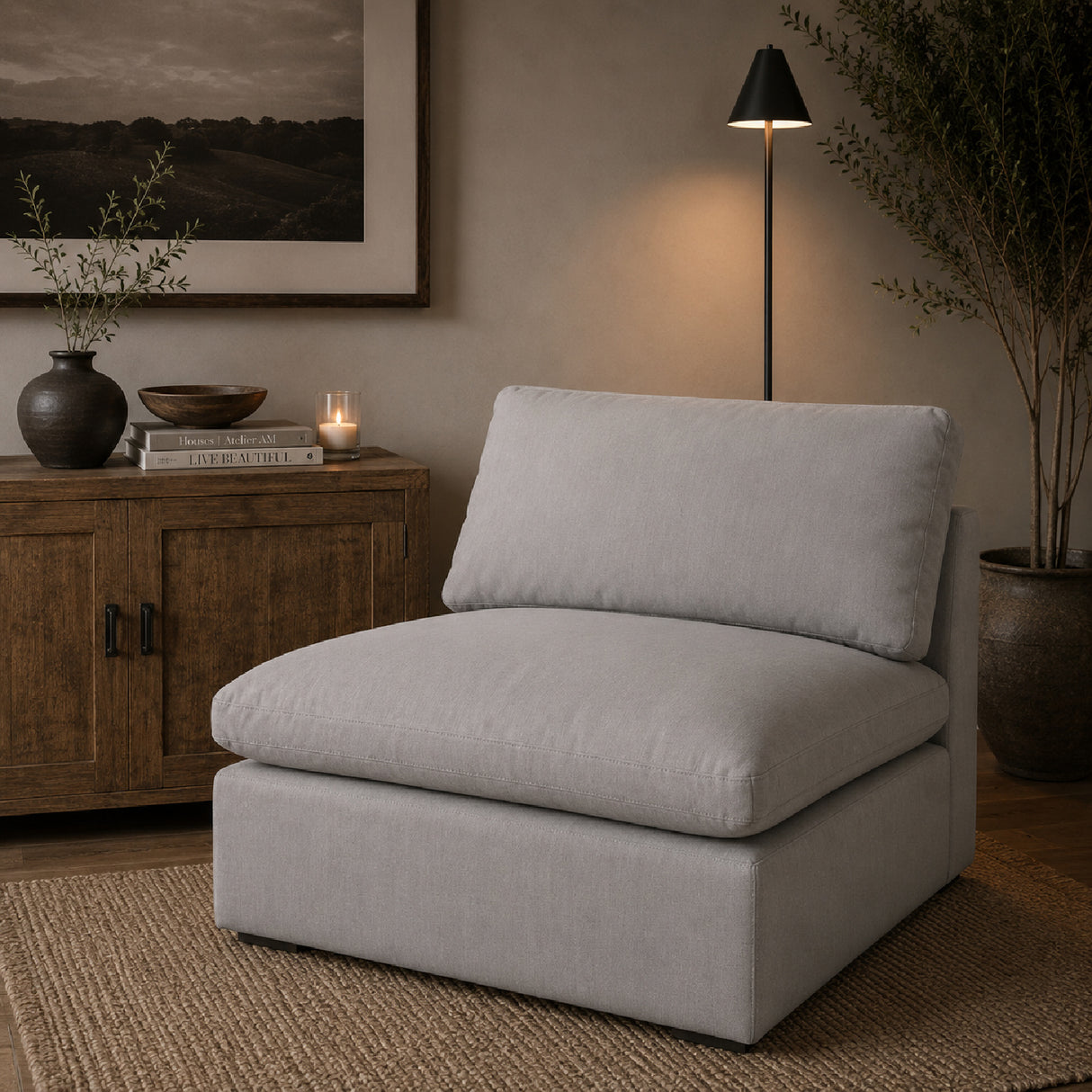 Modern European furniture - Cushioned Modular Sofa Chair - www.oroa.com