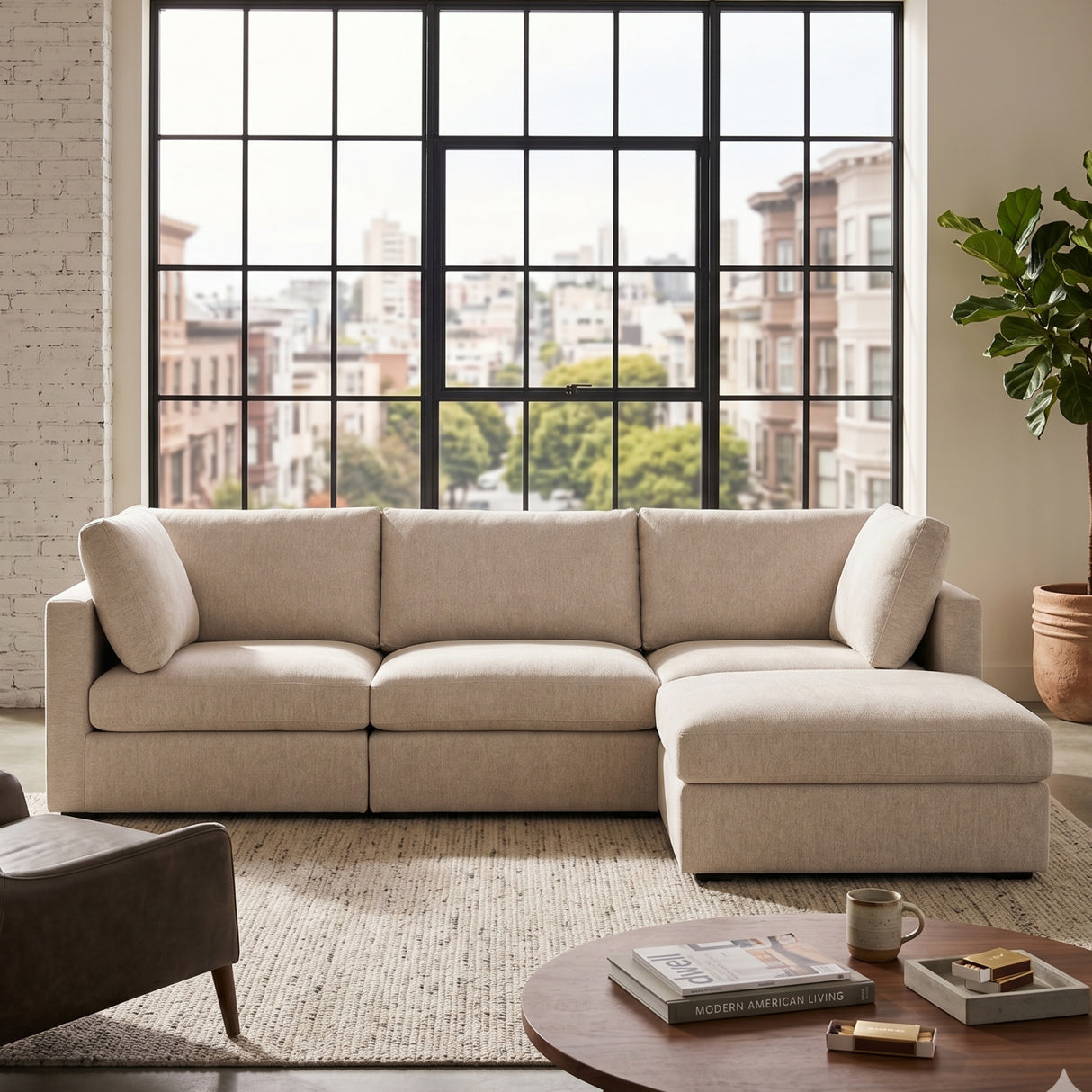 Modern European furniture - Cream Modular Storage Ottoman - www.oroa.com