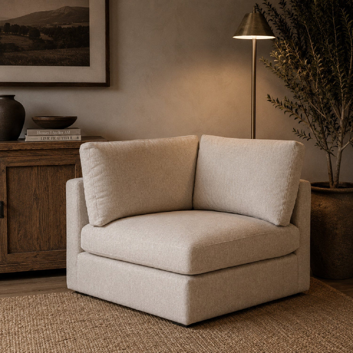Modern European furniture - Beige Modular Sofa Chair - www.oroa.com