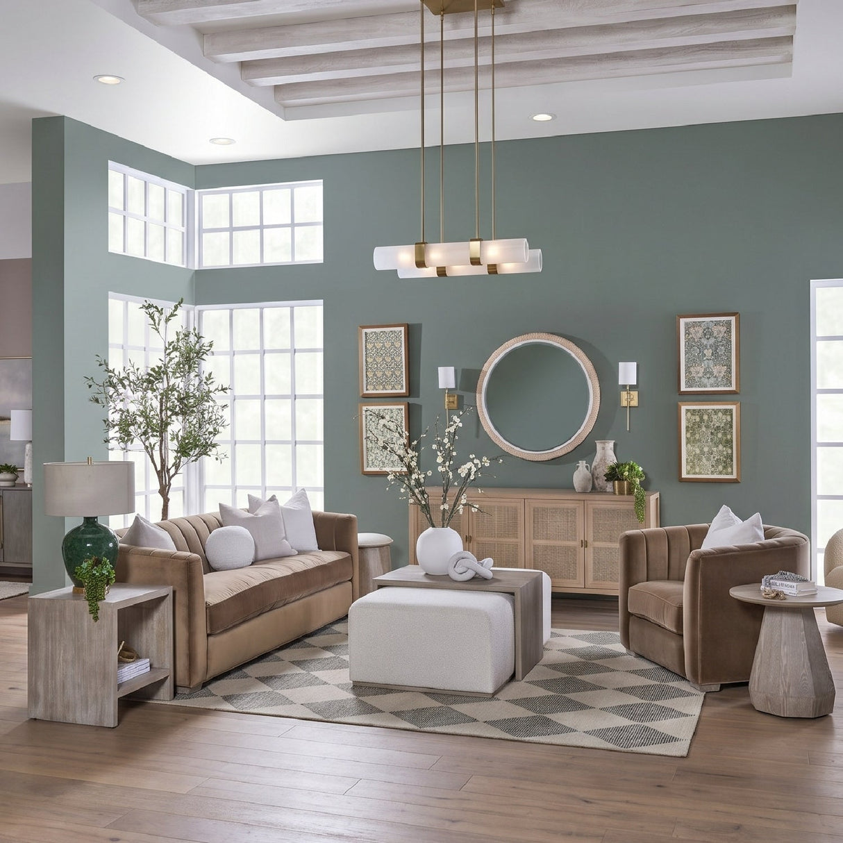 Modern European furniture - Brown Velvet Channeled-Back Sofa - www.oroa.com