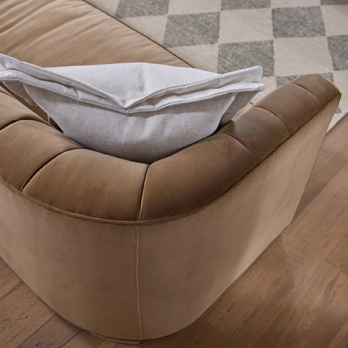 Modern European furniture - Brown Velvet Channeled-Back Sofa - www.oroa.com
