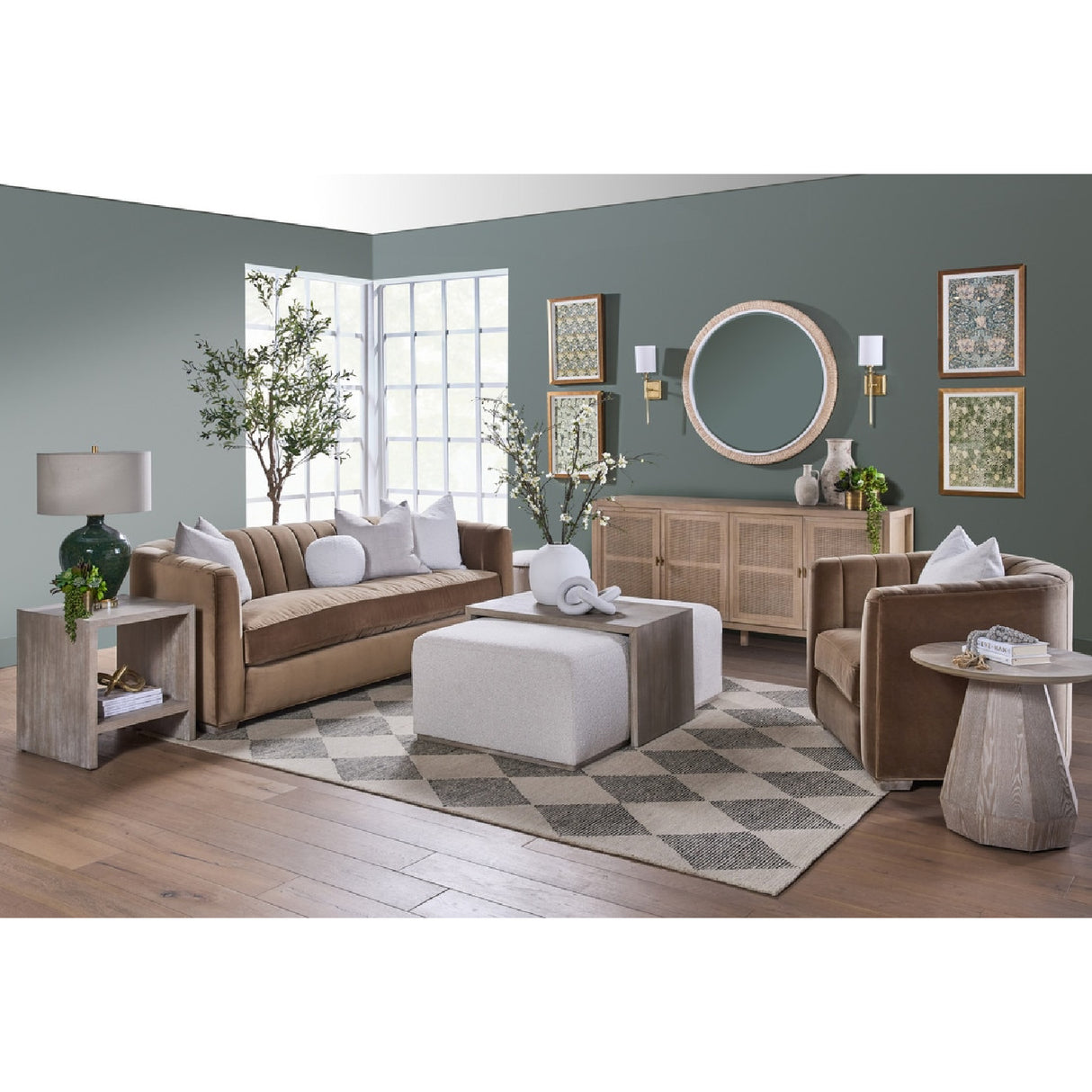 Brown Velvet Channeled-Back Sofa | Oroa.com