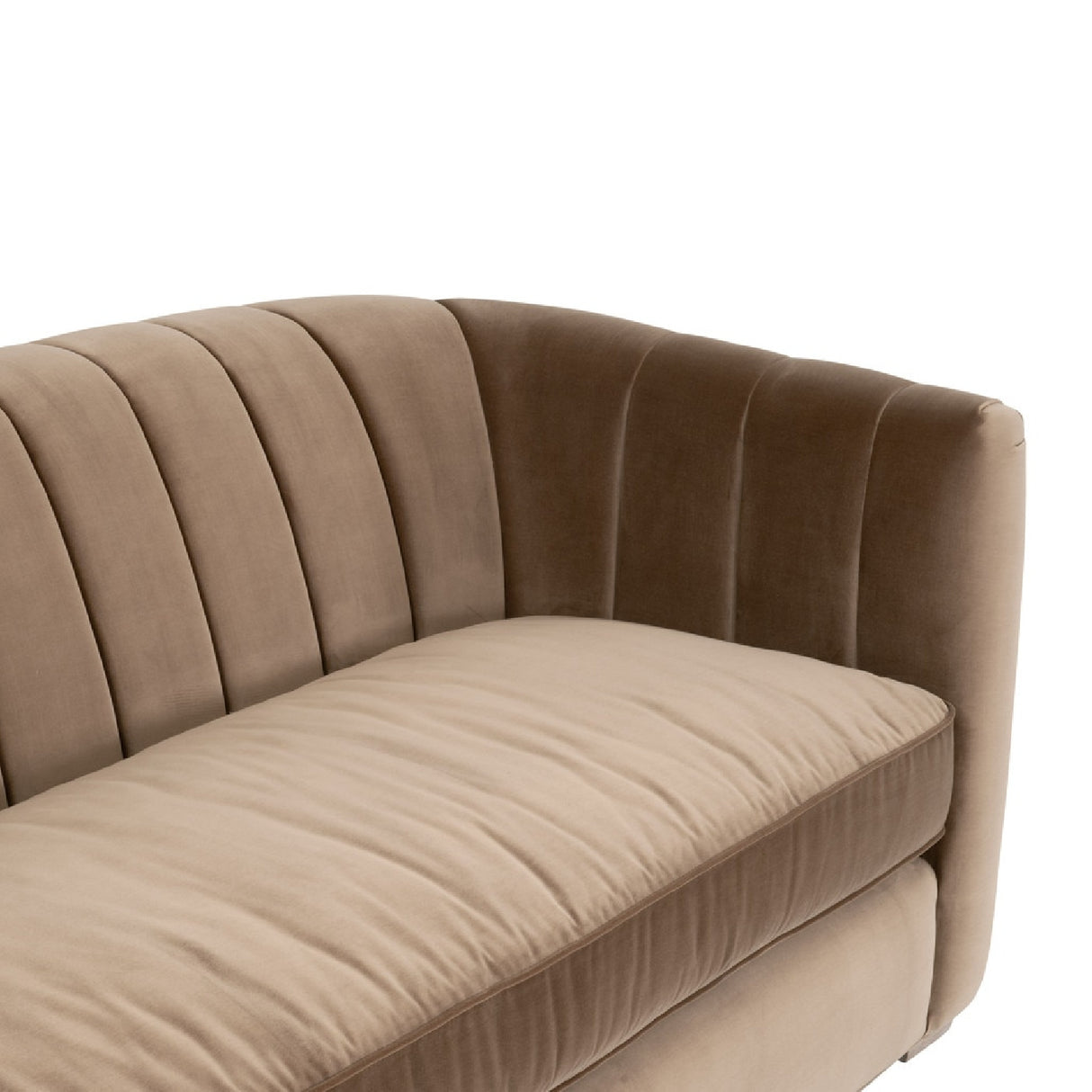 Modern European furniture - Brown Velvet Channeled-Back Sofa - www.oroa.com