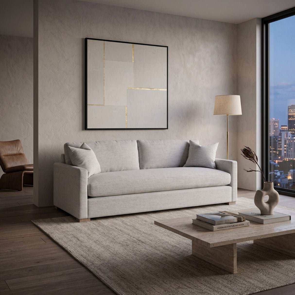 Modern European furniture - Gray Slim-Armed Sofa - www.oroa.com