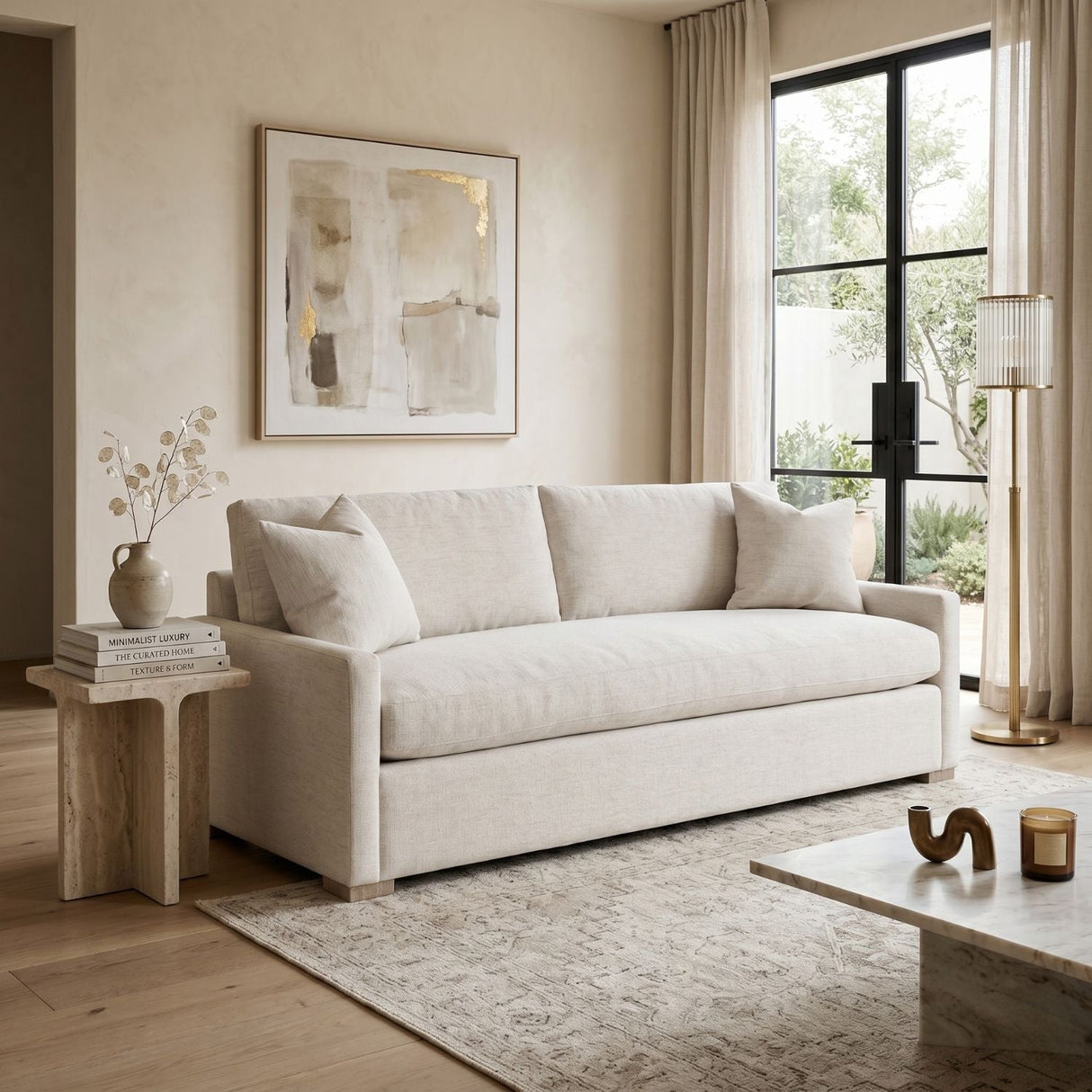 Modern European furniture - Gray Slim-Armed Queen Sleeper Sofa - www.oroa.com