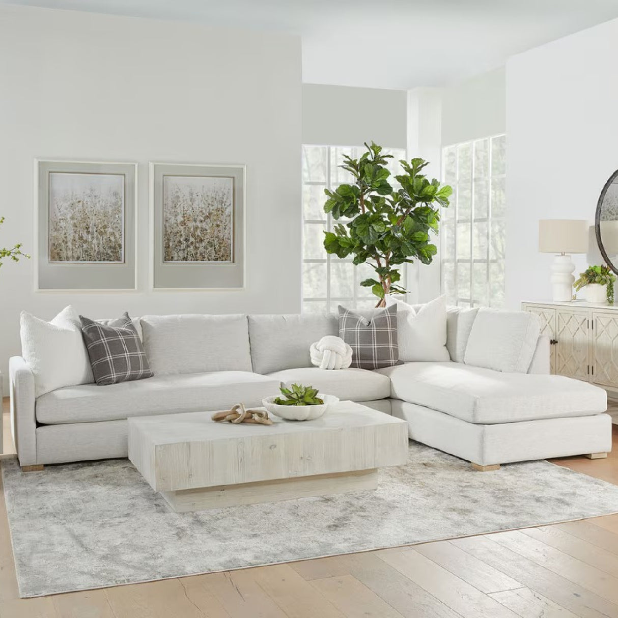 Gray Modular Chaise Lounge | Living Essentials Clara – angled view