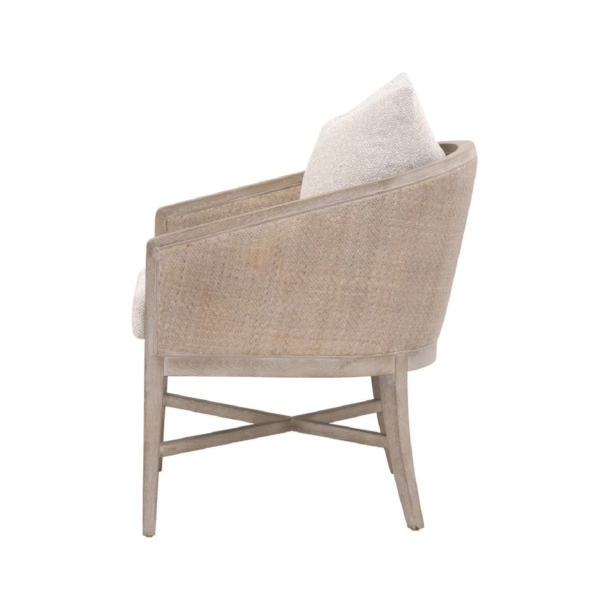 Modern European furniture - Curved Oak Linen Lounge Chair - www.oroa.com