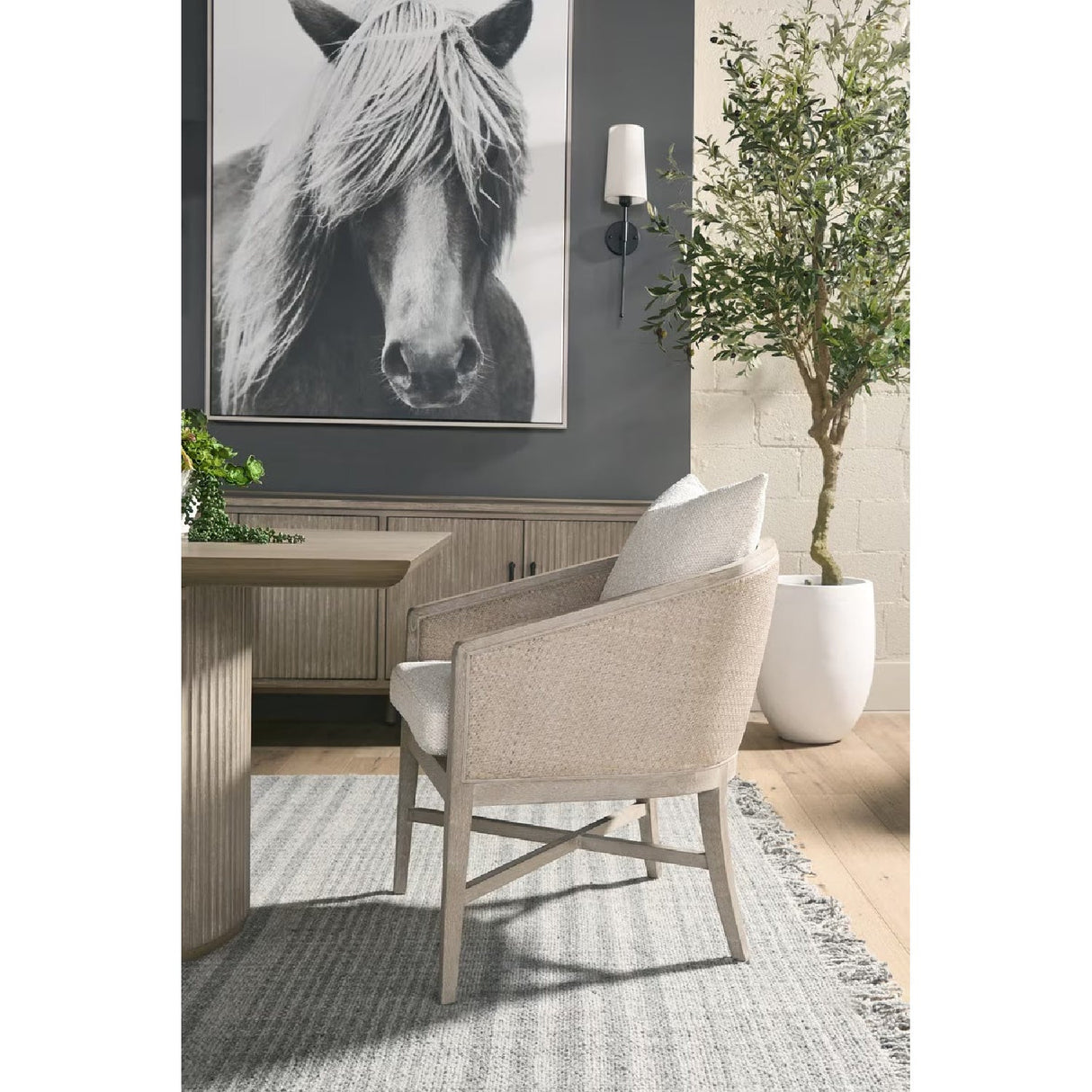 Modern European furniture - Curved Oak Linen Lounge Chair - www.oroa.com