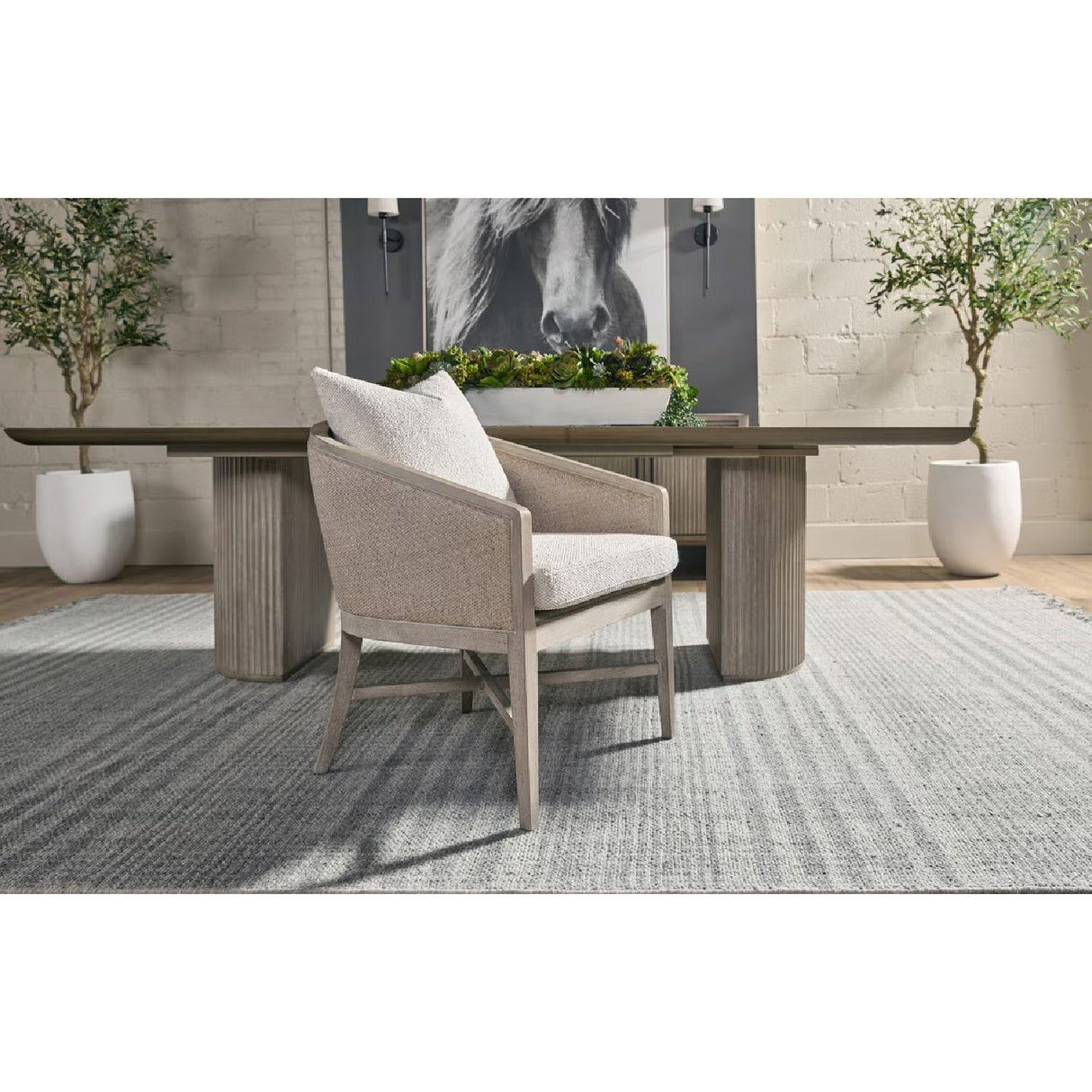 Modern European furniture - Curved Oak Linen Lounge Chair - www.oroa.com