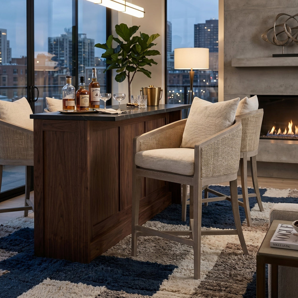 Modern European furniture - Cane Wrapped Counter Stool - www.oroa.com