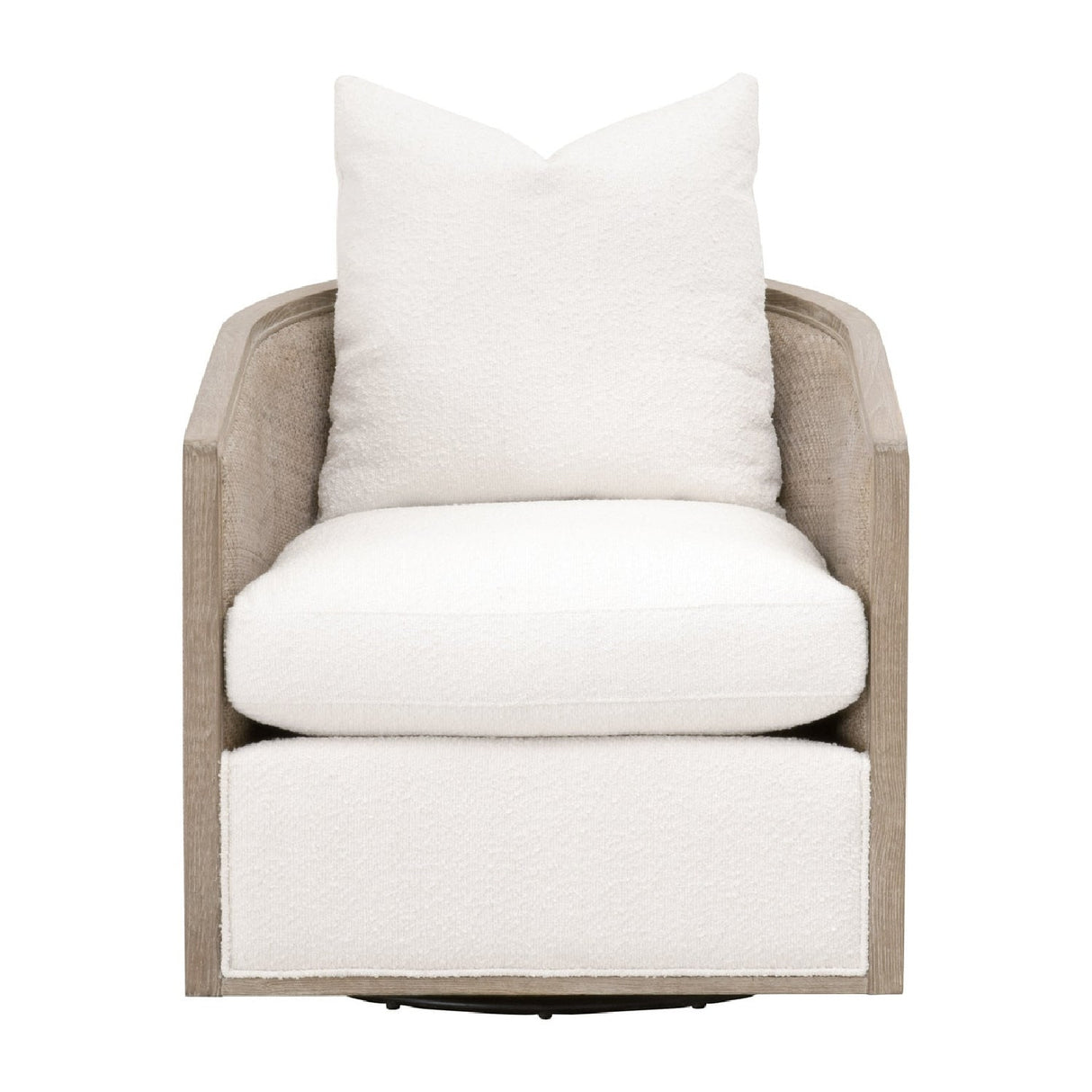 Curved Oak Swivel Club Chair | Living Essentials McGuire – front view