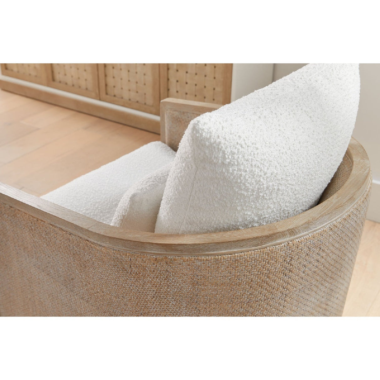 Curved Oak Swivel Club Chair | Living Essentials McGuire – alternate view 12