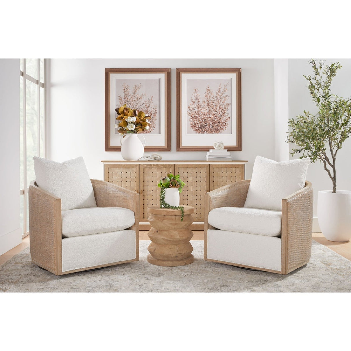 Curved Oak Swivel Club Chair | Living Essentials McGuire – alternate view 13