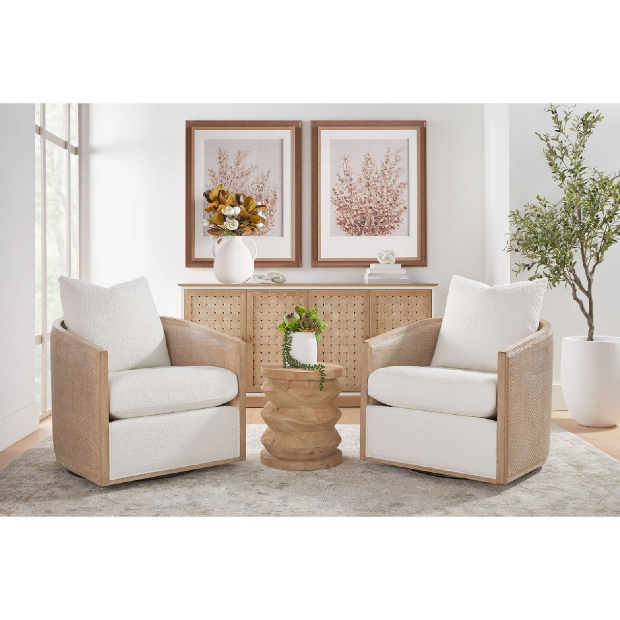 Curved Oak Swivel Club Chair | Living Essentials McGuire