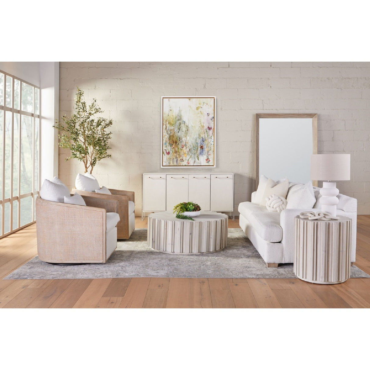 Curved Oak Swivel Club Chair | Living Essentials McGuire – alternate view 14