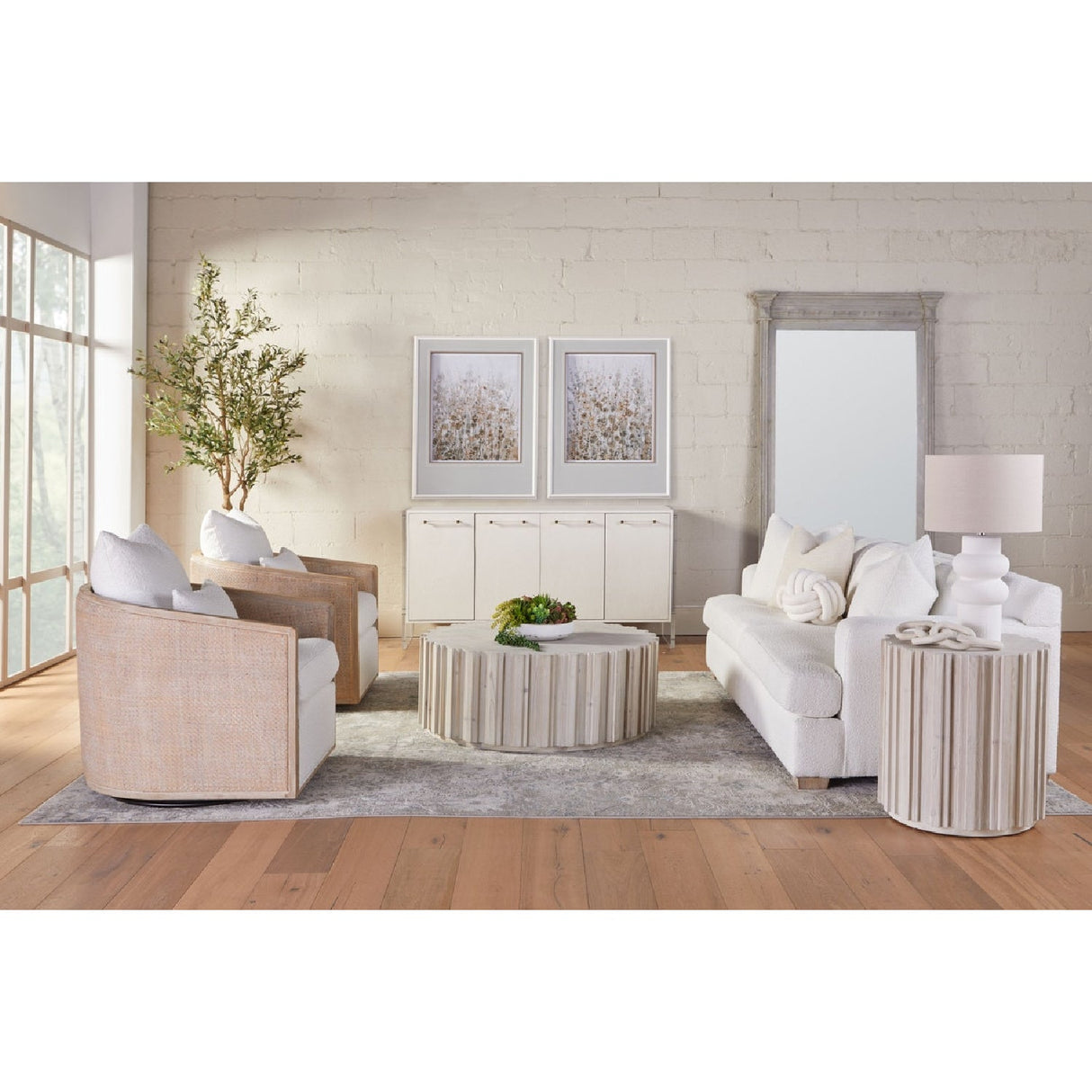Curved Oak Swivel Club Chair | Living Essentials McGuire – alternate view 15