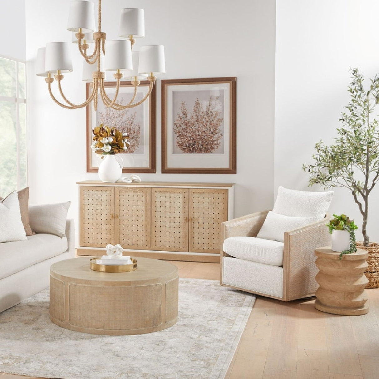 Curved Oak Swivel Club Chair | Living Essentials McGuire – alternate view 18