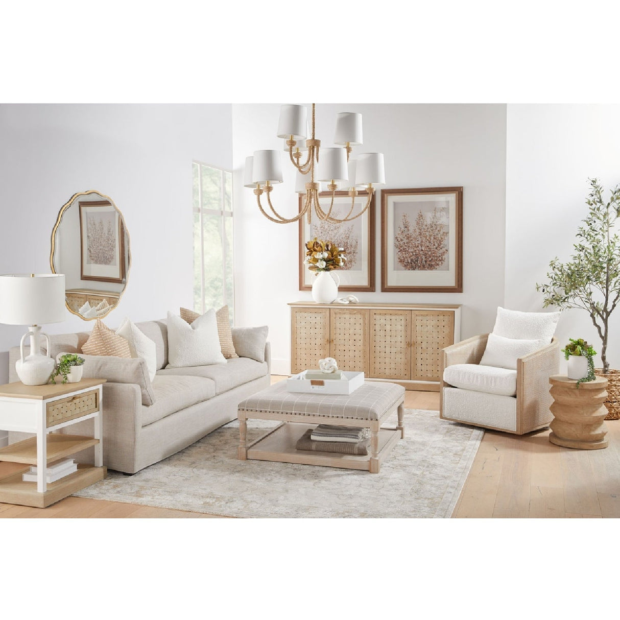 Curved Oak Swivel Club Chair | Living Essentials McGuire – alternate view 19