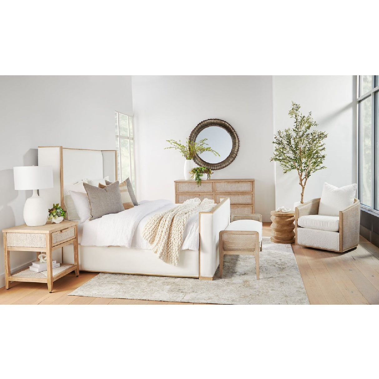 Curved Oak Swivel Club Chair | Living Essentials McGuire – alternate view 20