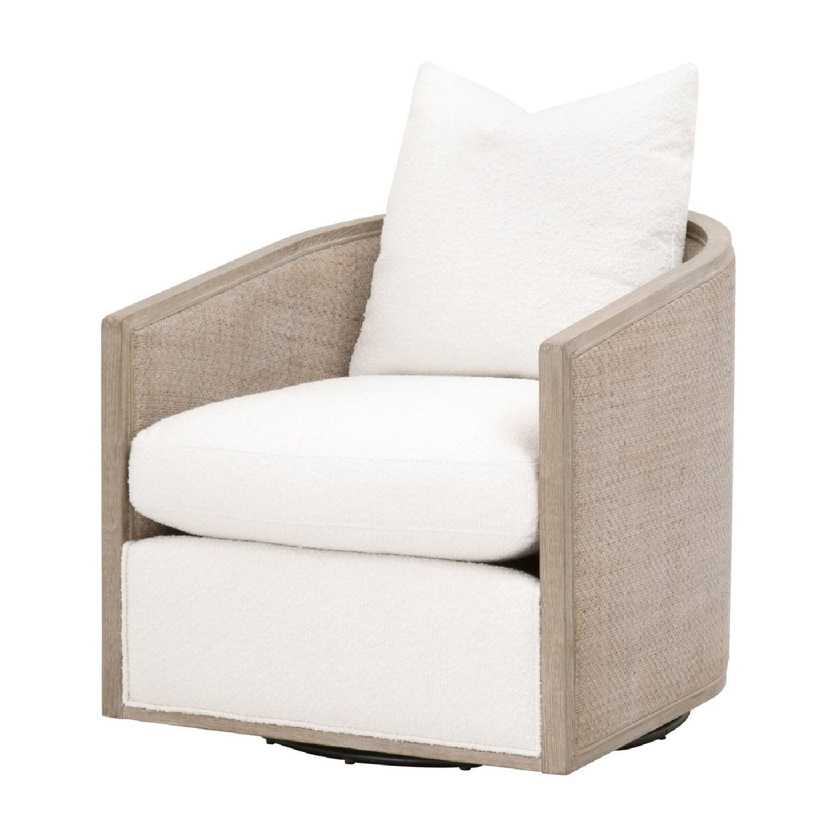 Curved Oak Swivel Club Chair | Living Essentials McGuire – side view