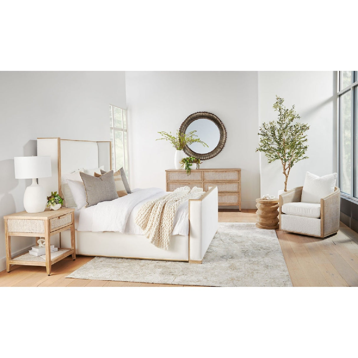 Curved Oak Swivel Club Chair | Living Essentials McGuire – alternate view 21
