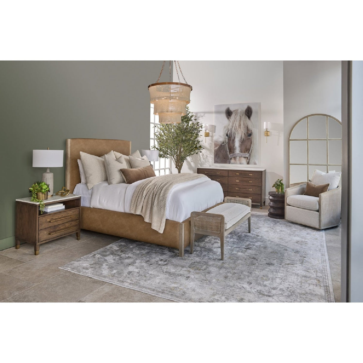 Curved Oak Swivel Club Chair | Living Essentials McGuire – alternate view 25
