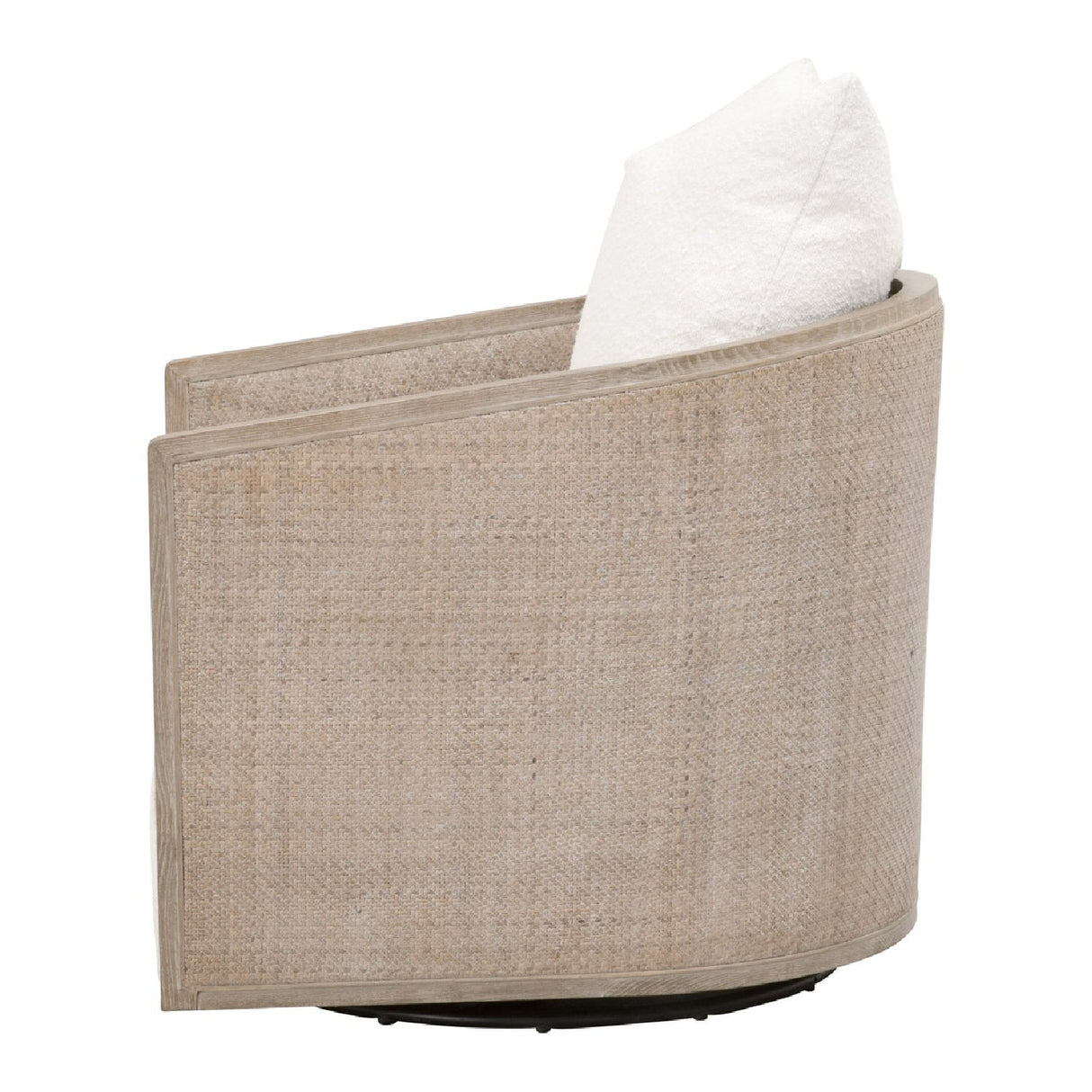 Curved Oak Swivel Club Chair | Living Essentials McGuire – rear view