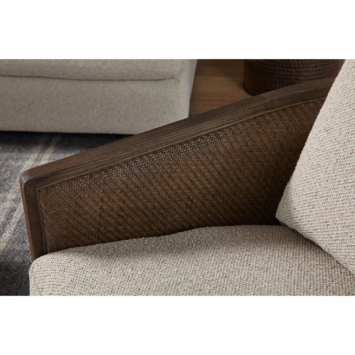 Curved Oak Swivel Club Chair | Living Essentials McGuire – alternate view 48