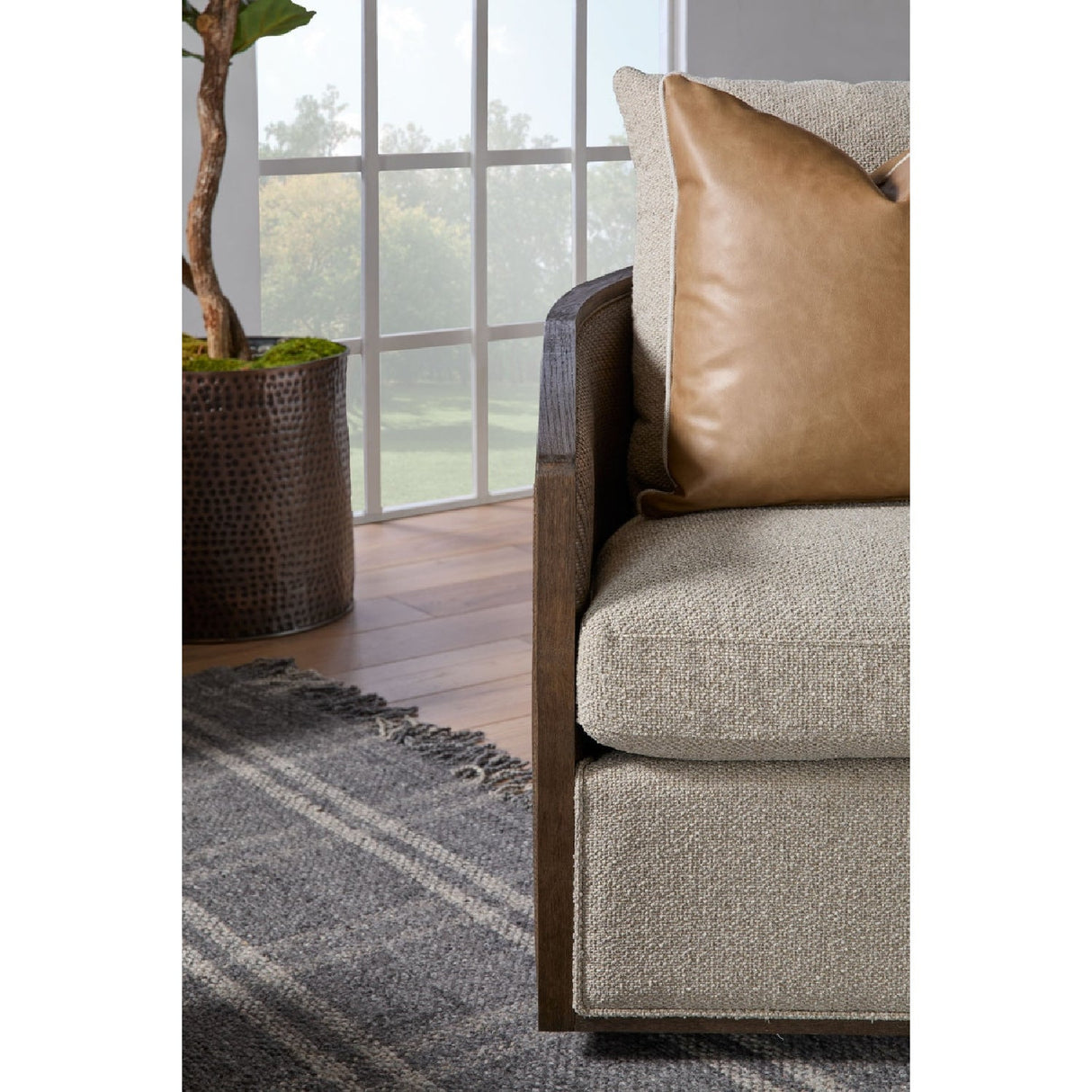 Curved Oak Swivel Club Chair | Living Essentials McGuire – alternate view 49