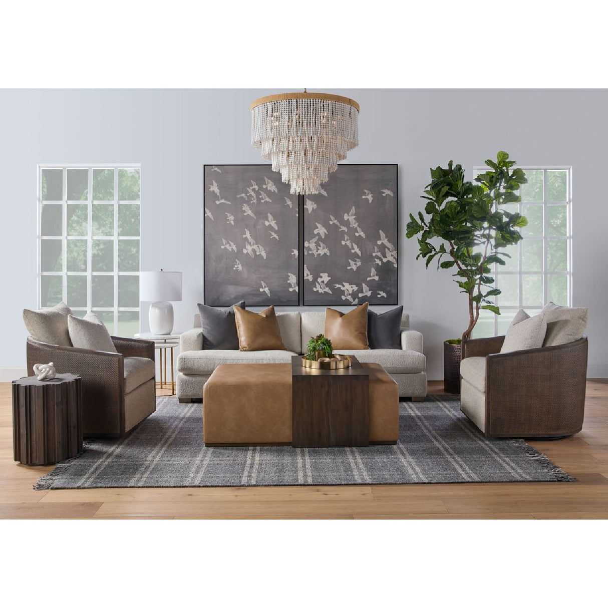 Curved Oak Swivel Club Chair | Living Essentials McGuire – alternate view 53