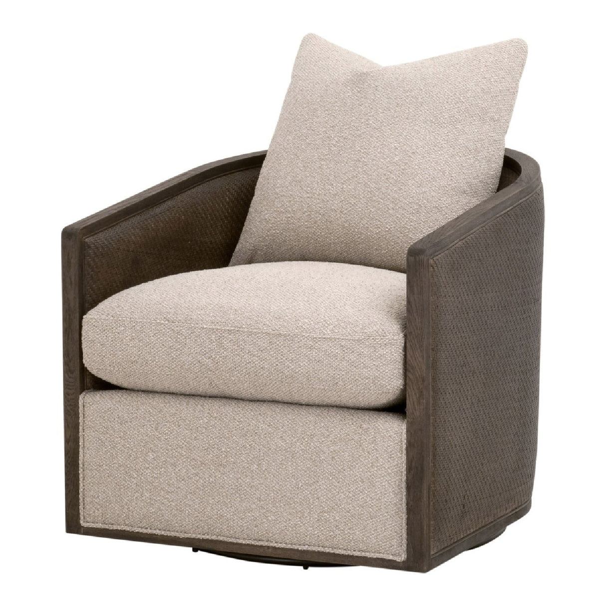 Curved Oak Swivel Club Chair | Living Essentials McGuire – alternate view 40