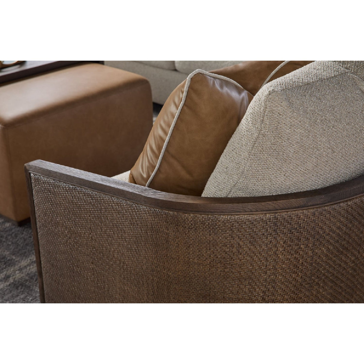 Curved Oak Swivel Club Chair | Living Essentials McGuire – alternate view 47