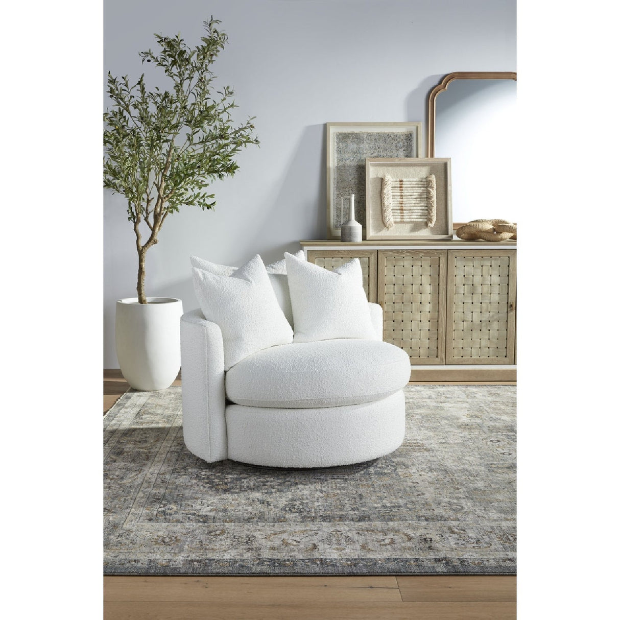 Round Petite Swivel Sofa | Living Essentials Lourne – alternate view 18