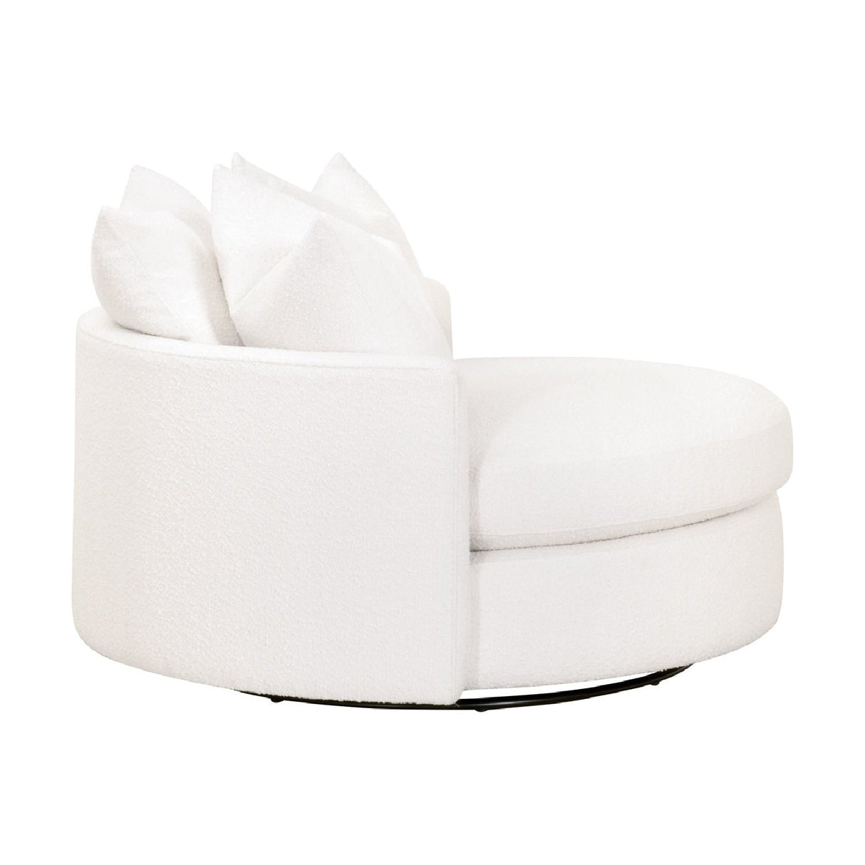 Modern European furniture - White Boucle Round Swivel Chair - www.oroa.com