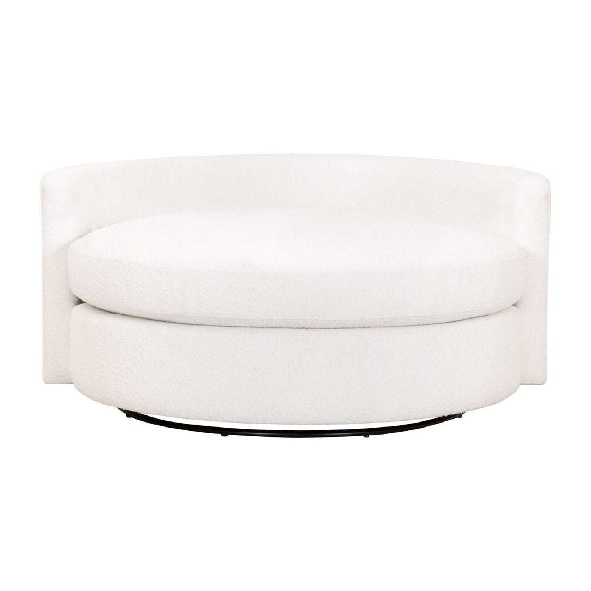 Modern European furniture - White Boucle Round Swivel Chair - www.oroa.com
