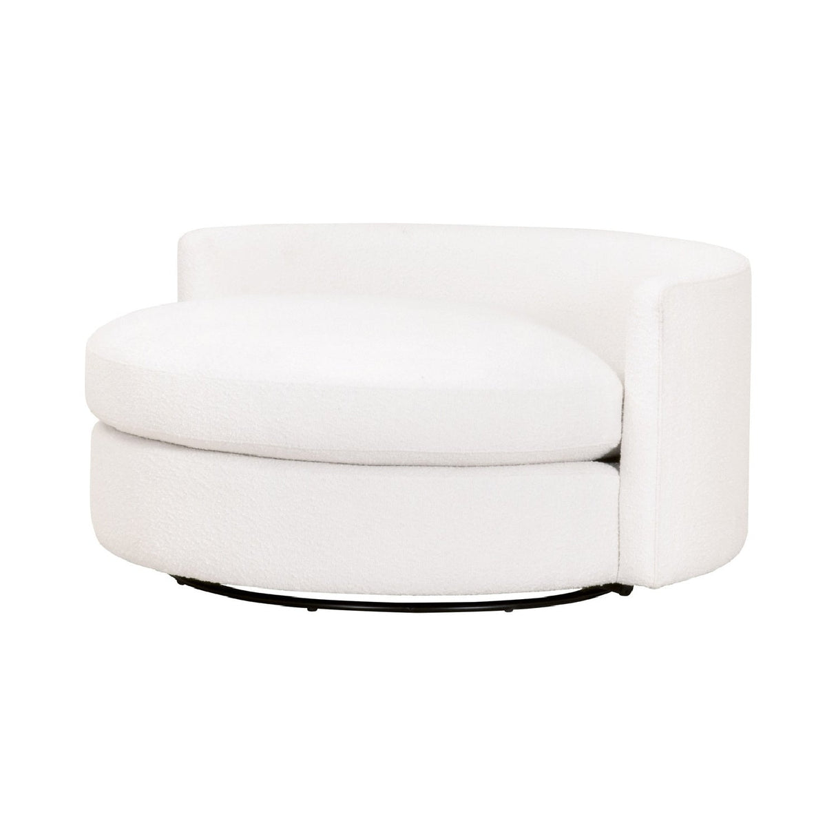 Modern European furniture - White Boucle Round Swivel Chair - www.oroa.com
