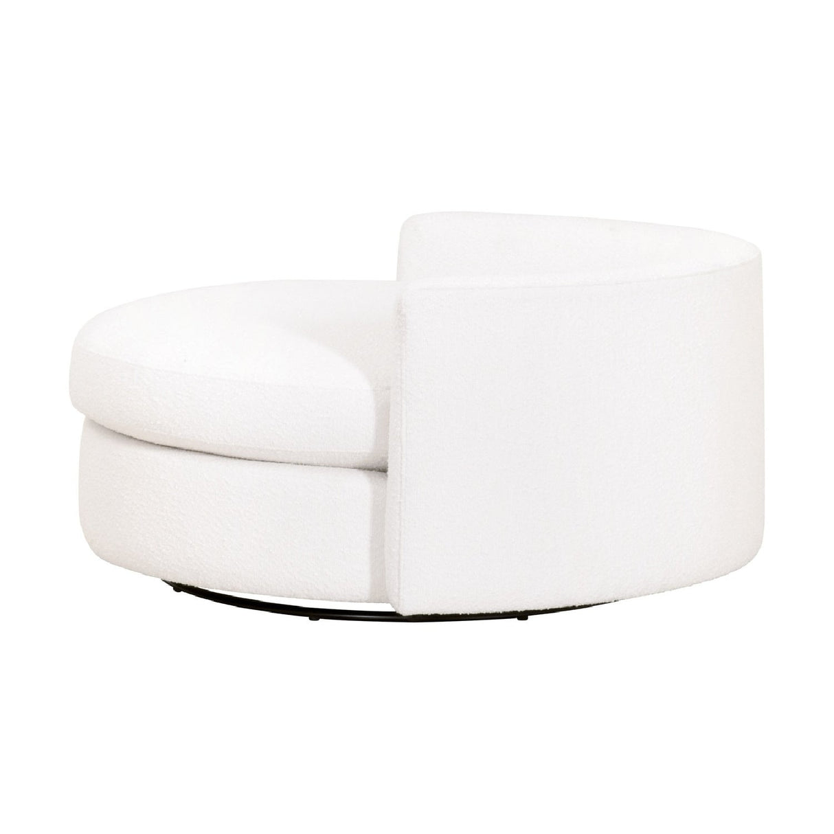 Modern European furniture - White Boucle Round Swivel Chair - www.oroa.com