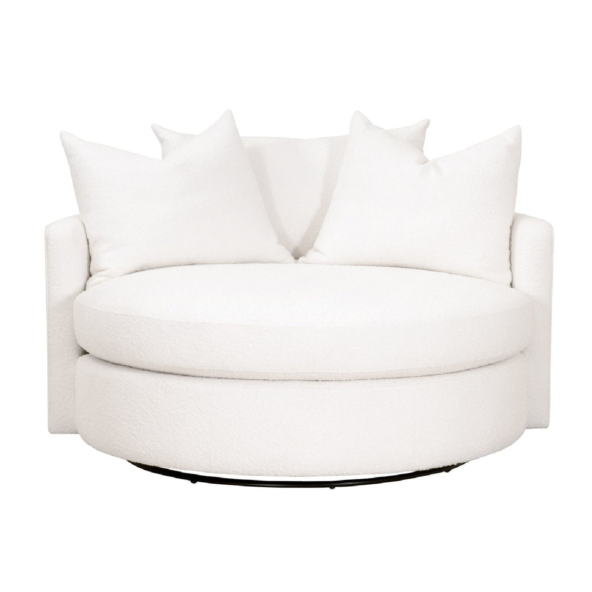 Modern European furniture - White Boucle Round Swivel Chair - www.oroa.com