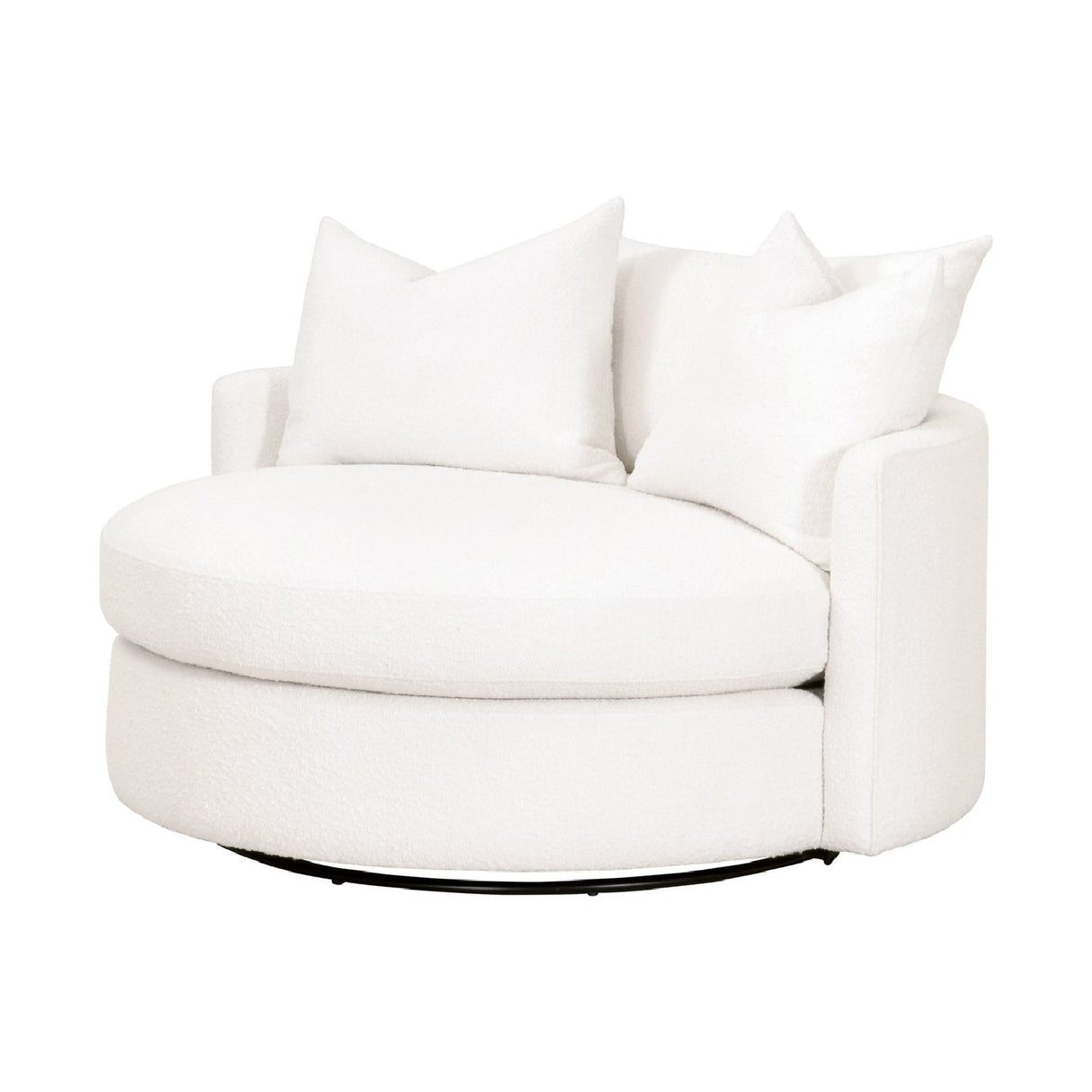 Modern European furniture - White Boucle Round Swivel Chair - www.oroa.com