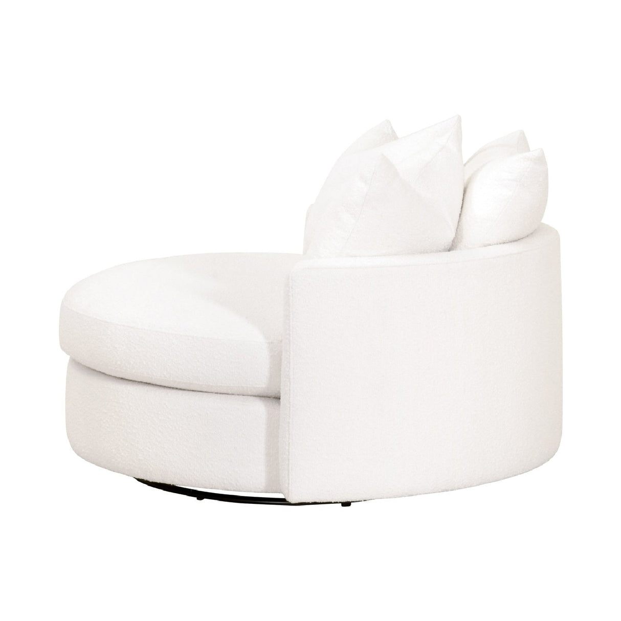 Modern European furniture - White Boucle Round Swivel Chair - www.oroa.com