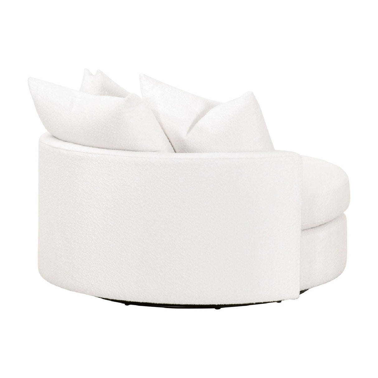 Modern European furniture - White Boucle Round Swivel Chair - www.oroa.com