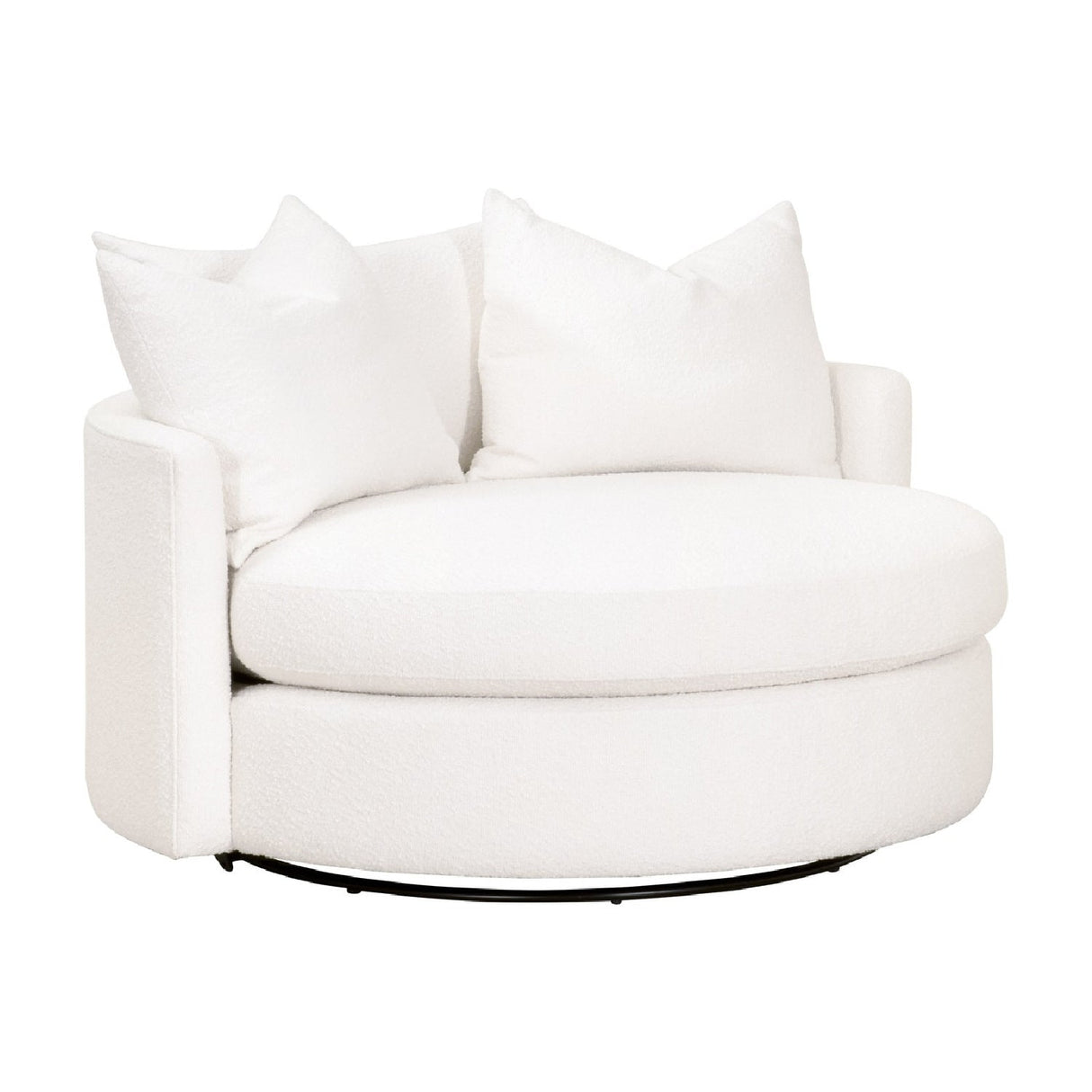 Modern European furniture - White Boucle Round Swivel Chair - www.oroa.com