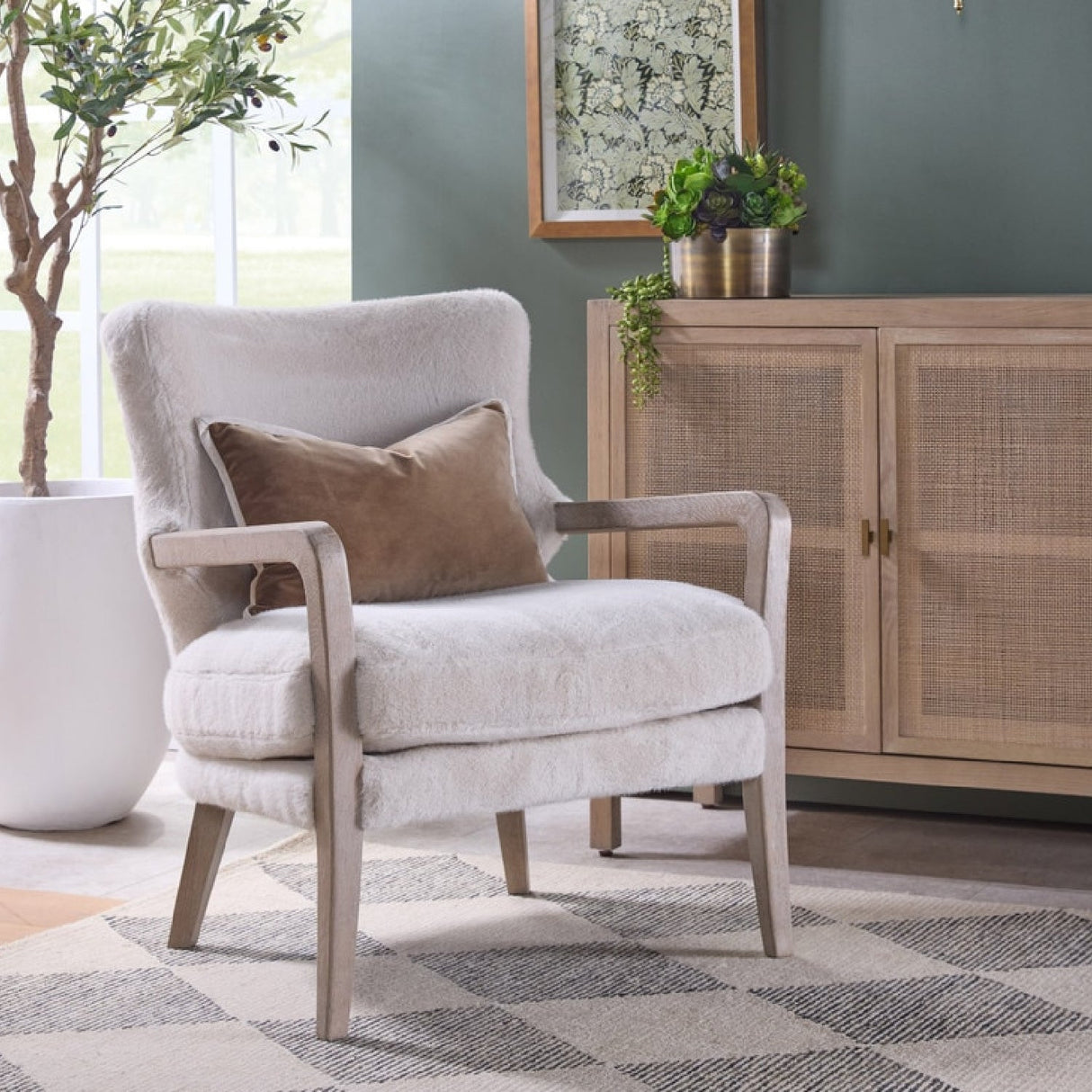 Modern European furniture - Cream Cushioned Lounge Chair - www.oroa.com